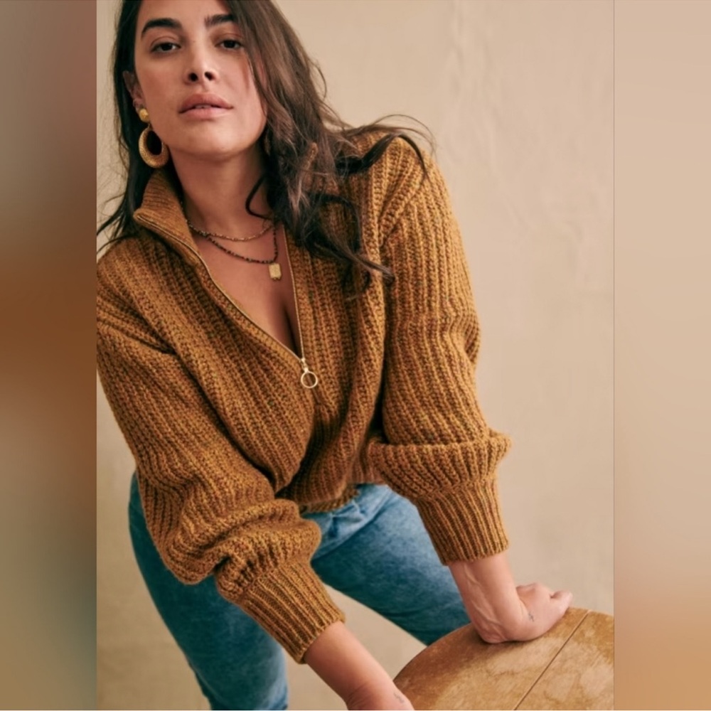 Sezane Nico half zip pullover sweater